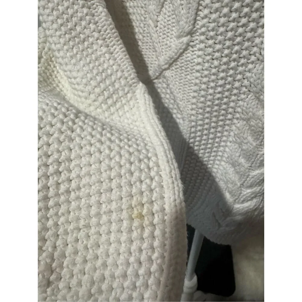 Irelands eye White cotton v neck knit sweater L